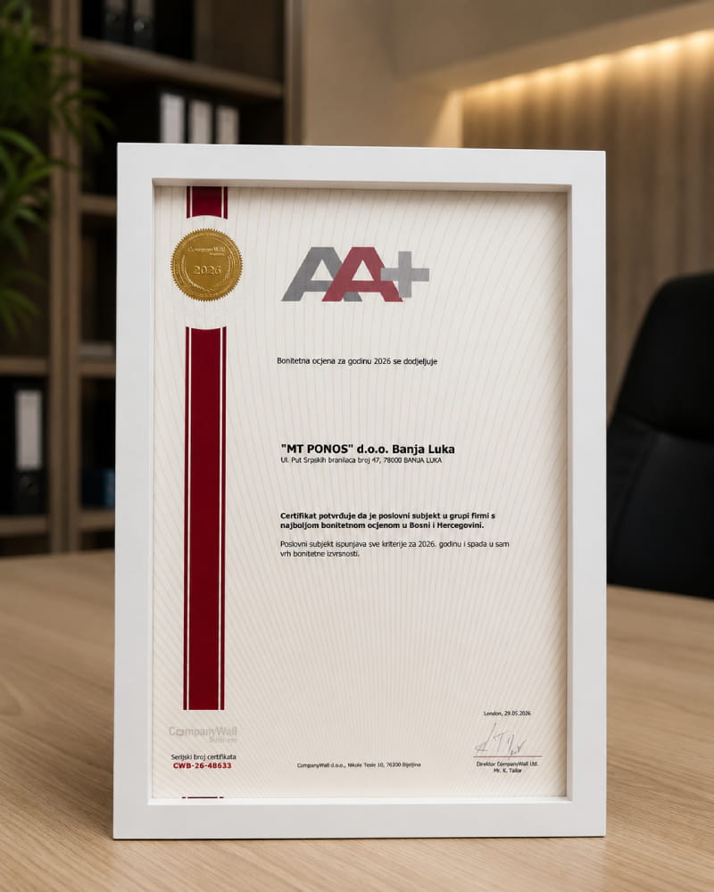 Zlatni certifikat bonitetne izvrsnosti